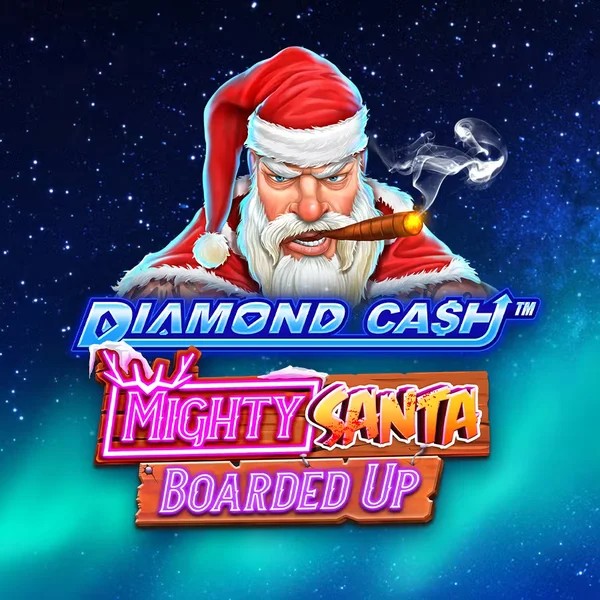 Diamond Cash Mighty Santa Boarded Up slot visual from Greentube available on gambloriaa.com